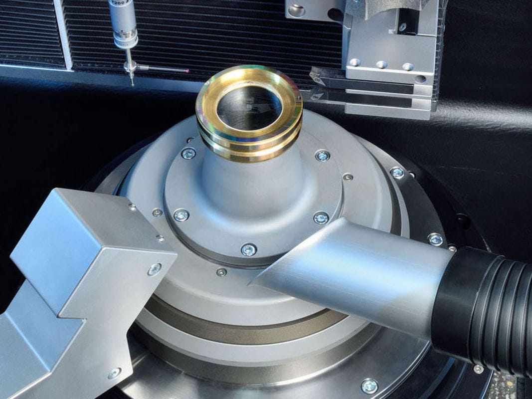 ATS 100 industrial vacuum cleaning lathe centering mounted lens precise alignment turning station